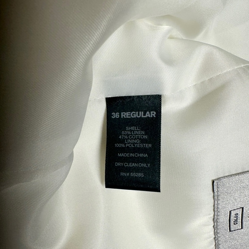 NEW ~ EXPRESS Men’s White Linen Blend Photographer Fitted Suit Jacket ~ Size 36R - Picture 7 of 10